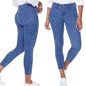 NYDJ Ami Lift & Tuck Skinny Cropped Dot Print Ankle Crop Beachside Jeans Sz 16